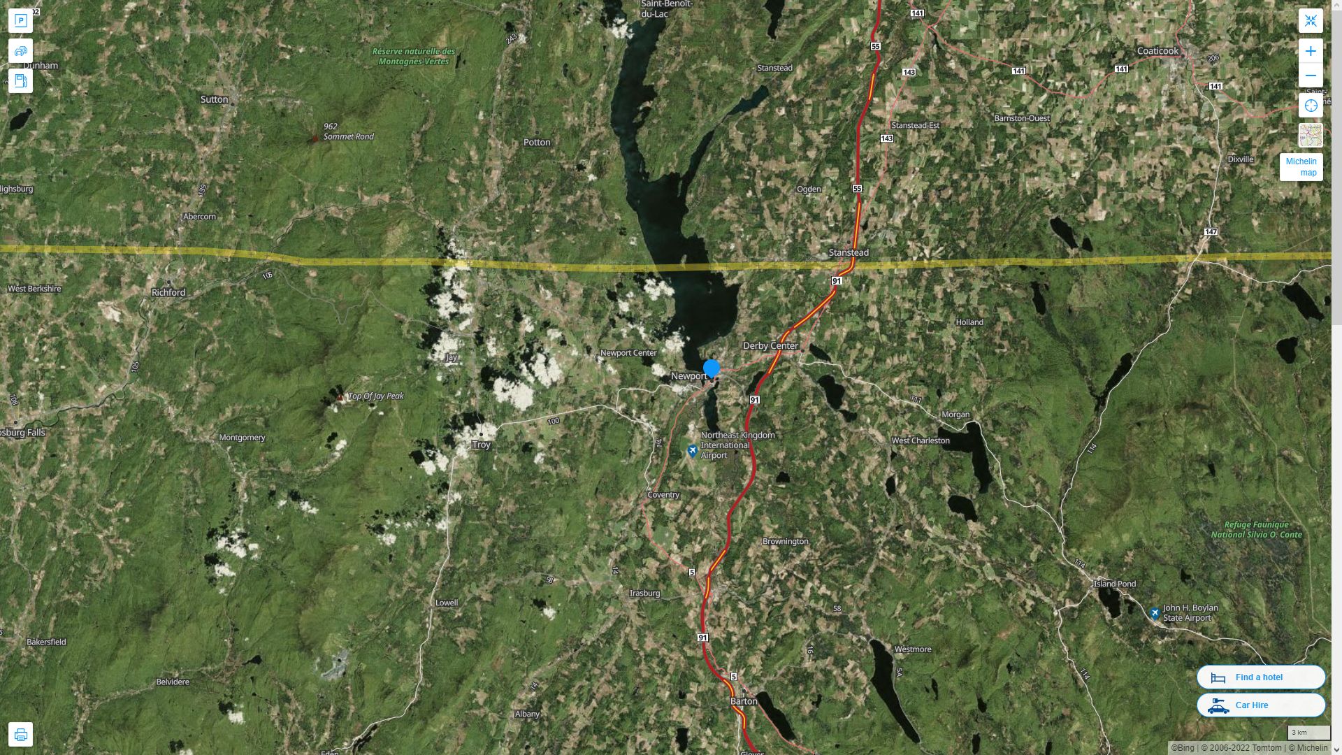 Newport Vermont Highway and Road Map with Satellite View